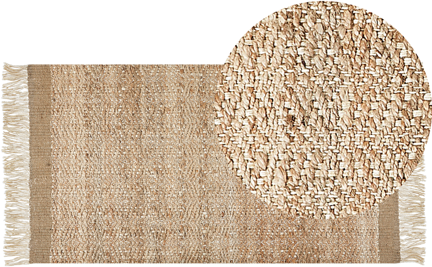 Teppich Jute beige geometrisches Muster 80 x 150 cm Kurzflor ABANA Bild 1