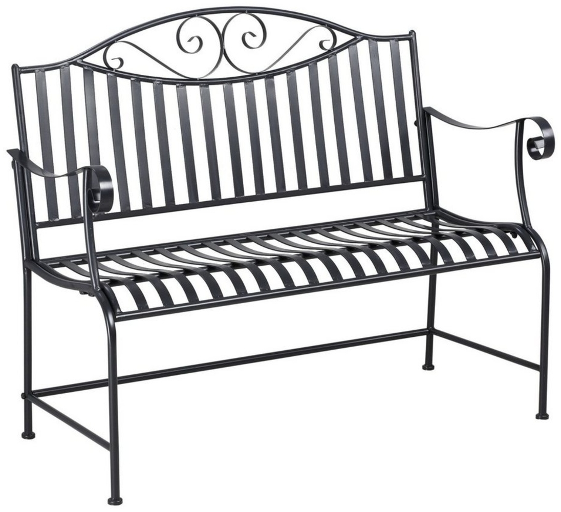 Outsunny Gartenbank Metallbank Stahlrahmen mit Armlehne für Garten Balkon Terrasse (Sitzbank, 1-St, Parkbank), bis 220 kg belastbar Grau 115,5 x 54 x 96 cm Bild 1