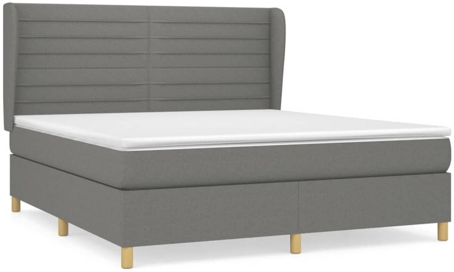 Boxspringbett mit Matratze Stoff Dunkelgrau 160x200 cm, Härtegrad: H2 [3128614] Bild 1