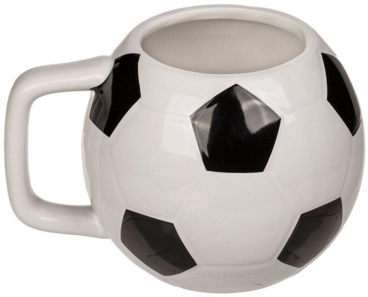 Kaffeetasse Fußball ca. 12 x 9 cm schwarz / weiß Fußballtasse aus Steingut Bild 1