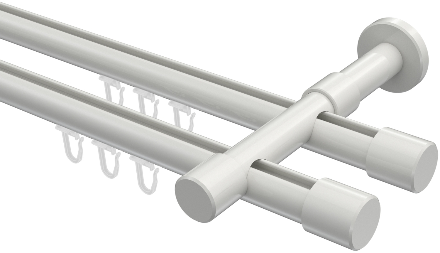 Innenlauf-Gardinenstangen-Set Prestige Santo 100 cm, 2-läufig, 20 mm Ø Weiß Bild 1