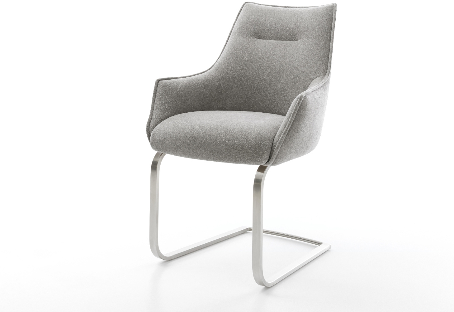 Freischwinger Alja-Flex mit Armlehnen Strukturstoff Soft Grau Freischwinger flach Edelstahl Taschenfederkern Bild 1