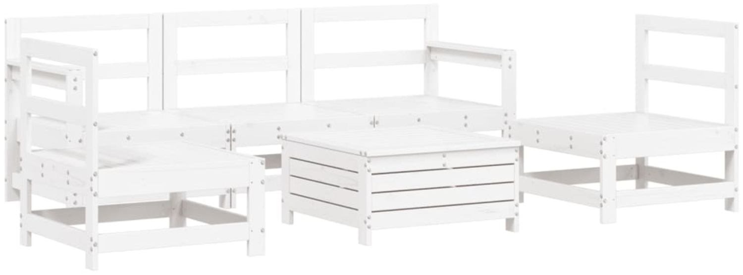 vidaXL 6-tlg. Garten-Sofagarnitur Weiß Massivholz Kiefer 3250749 Bild 1