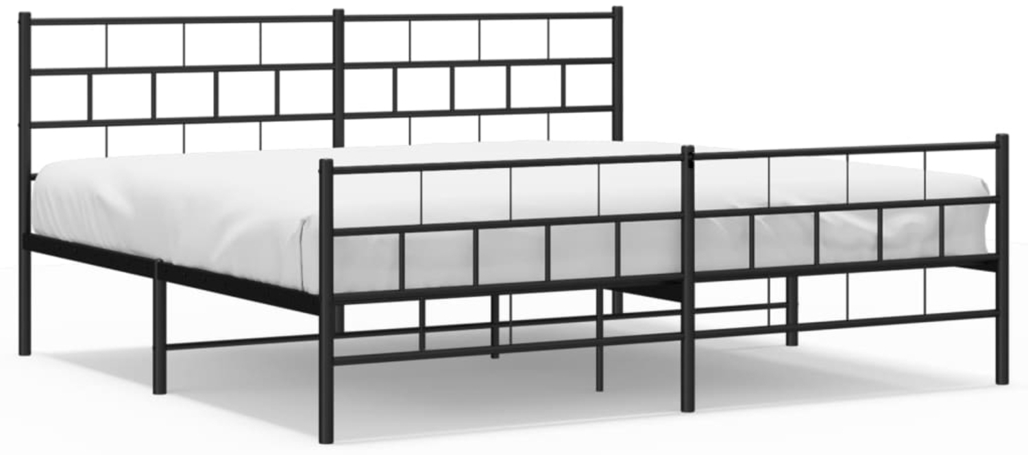 vidaXL Bettgestell mit Kopf- und Fußteil, Metall, Schwarz, 183x213 cm Bild 1