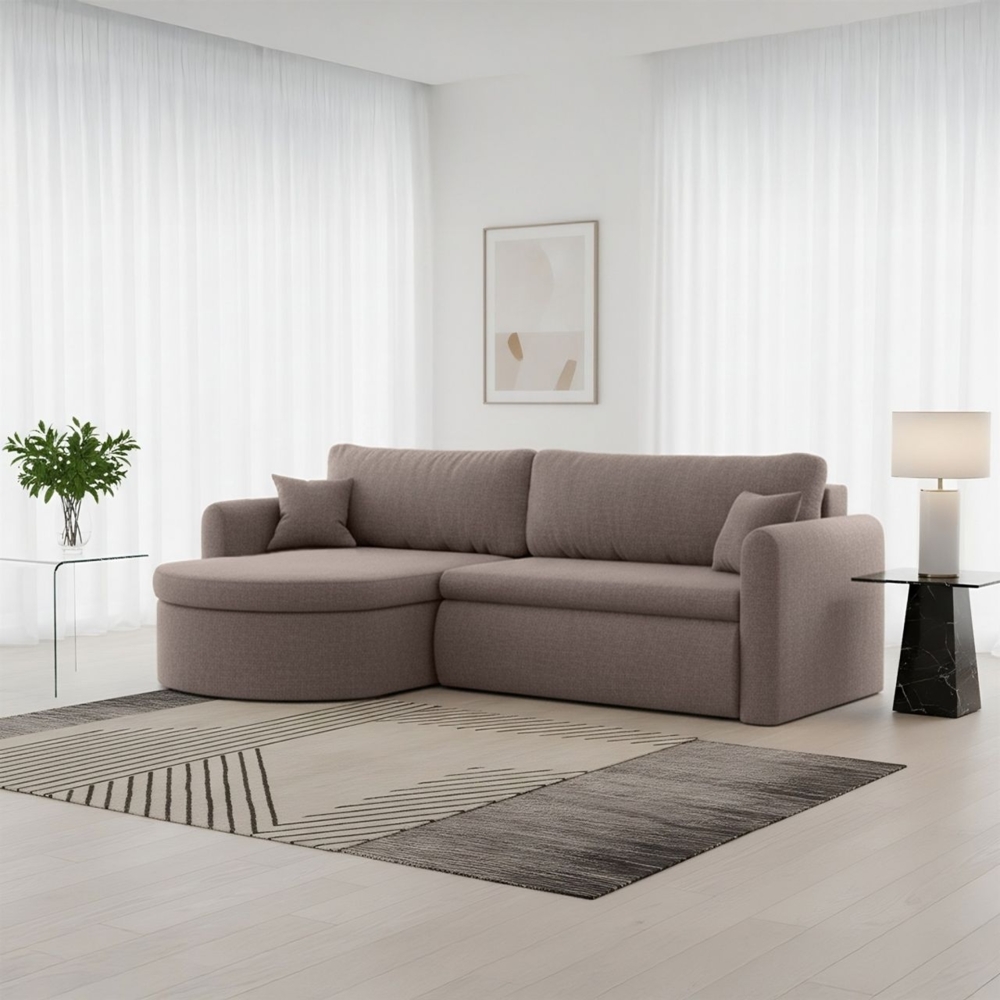 Ecksofa Schlafsofa FELIZ Stoff Faro Braun Ottomane Links Bild 1