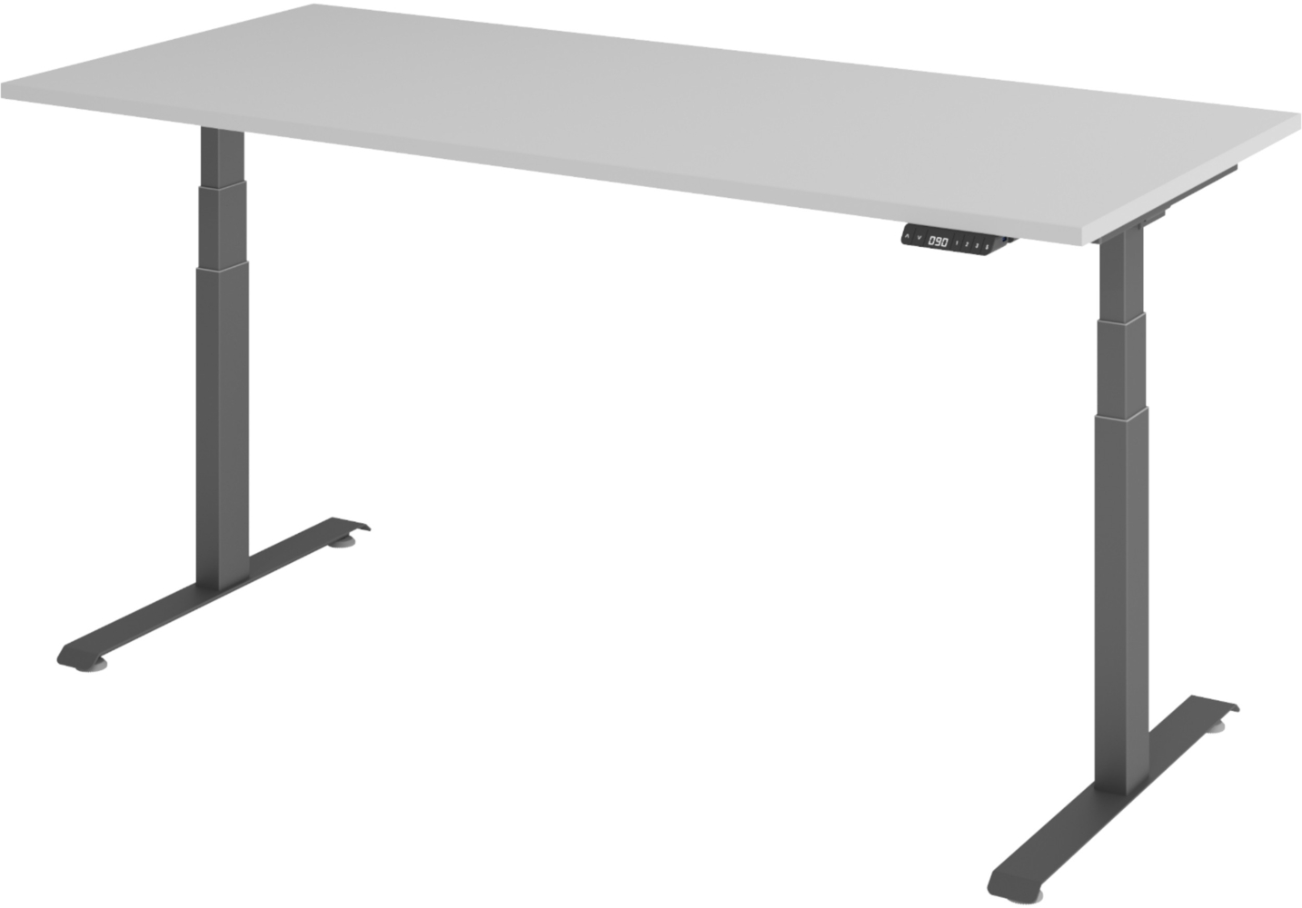 bümö höhenverstellbarer Schreibtisch 180x80 cm in grau, Gestell graphit - Höhenverstellbar Elektrisch Stehpult mit 3-fach Speicher, Computertisch, Ergonomischer Steh-Sitz Tisch, Bürotisch, LXK65-19-5-G Bild 1