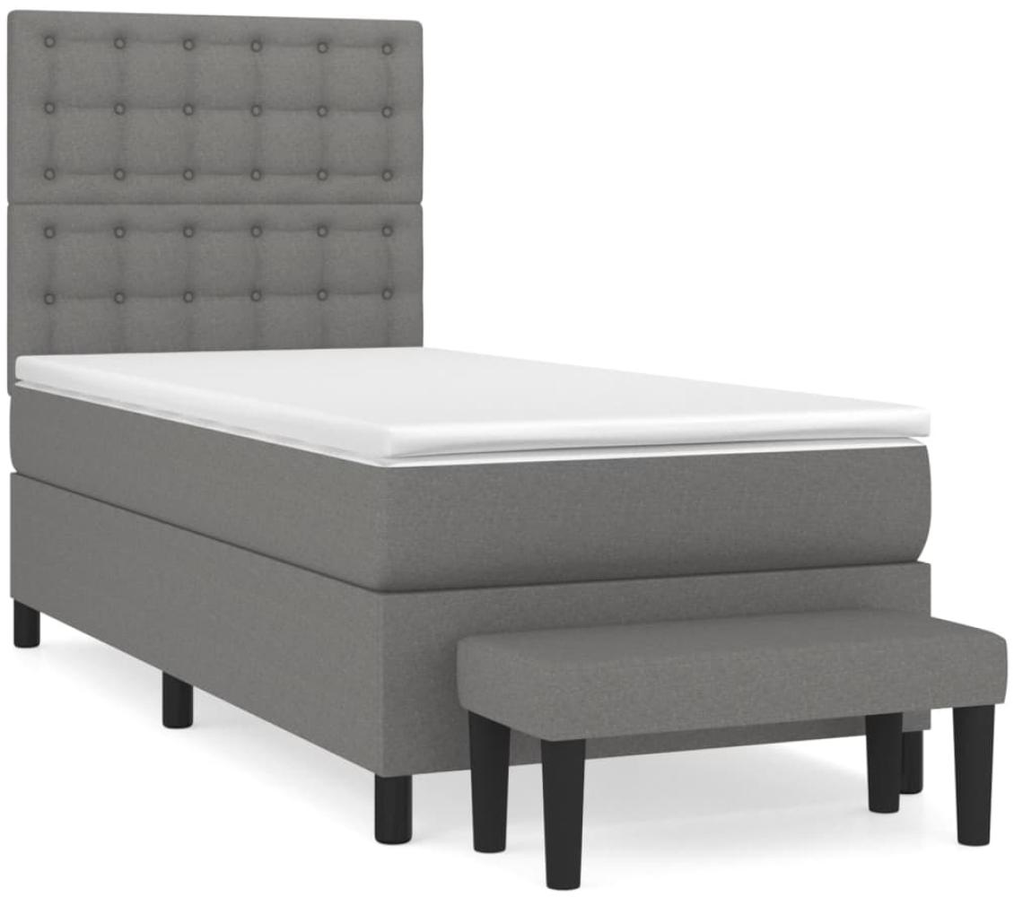 vidaXL Boxspringbett mit Matratze Dunkelgrau 80x200 cm Stoff 3136870 Bild 1