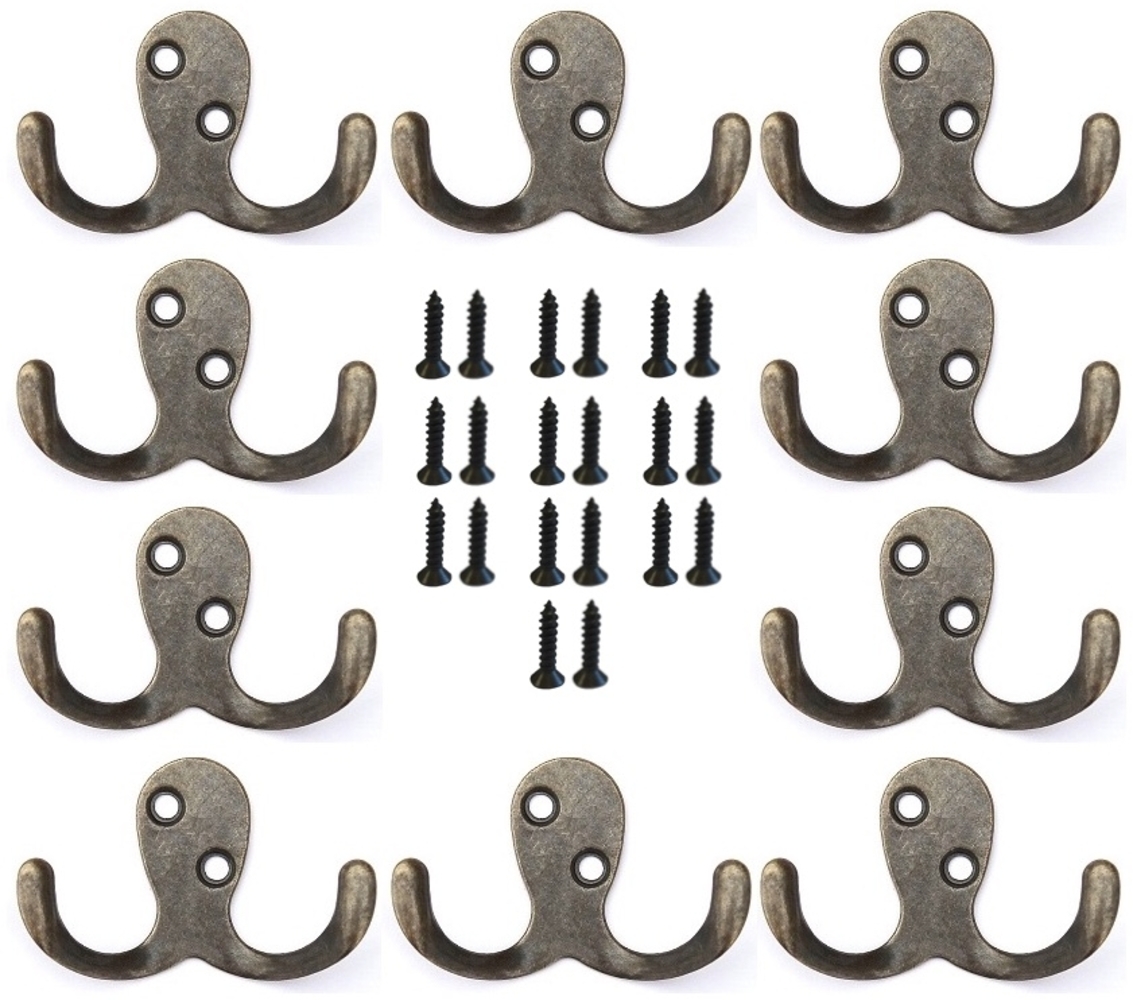 10x Wandhaken Kleiderhaken 4,2 cm aus Metall Messing Haken Garderobenhaken Bild 1