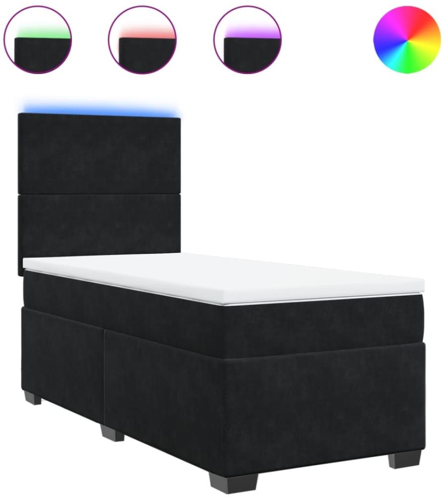 vidaXL Boxspringbett mit Matratze Schwarz 90x200 cm Samt 3293106 Bild 1