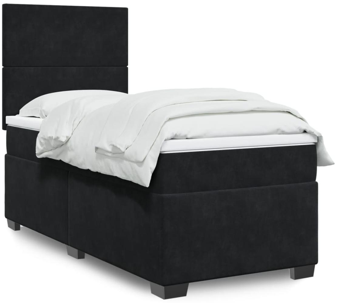 vidaXL Boxspringbett mit Matratze Schwarz 90x200 cm Samt 3293106 Bild 1