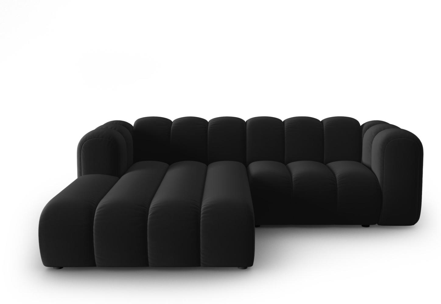 Micadoni Modulares Ecksofa Lupine 3-Sitzer Links Samtstoff Schwarz Bild 1