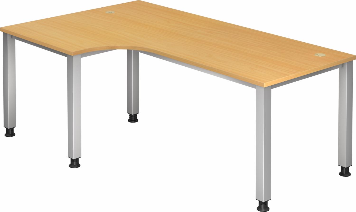 bümö manuell höhenverstellbarer Eckschreibtisch Buche, Schreibtisch L Form 200x120 cm - Eckschreibtisch höhenverstellbar, L Schreibtisch, PC-Tisch Büro, großer Computertisch, Q-Serie, QS-82-6 Bild 1