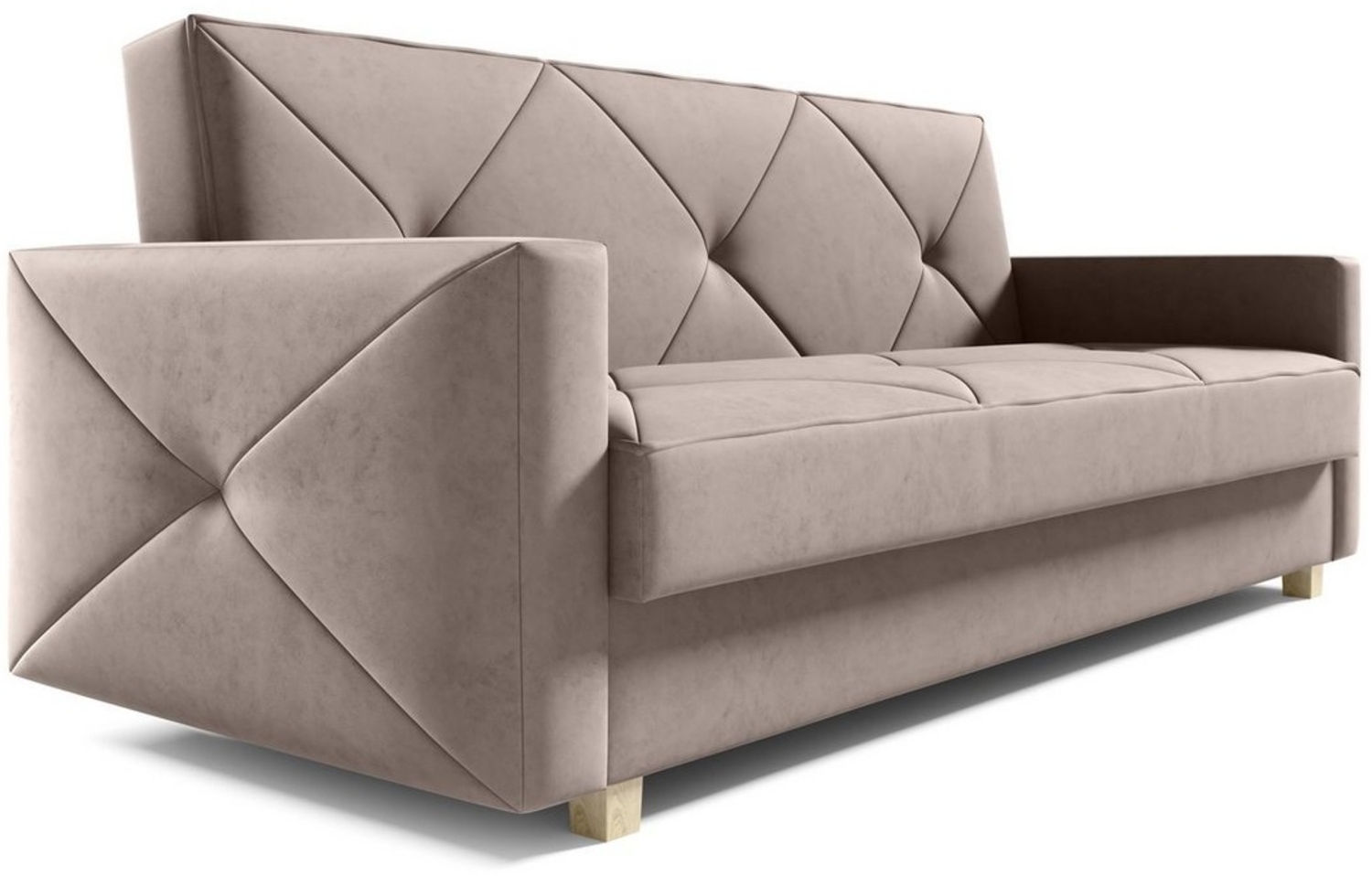 MOEBLO Schlafsofa PRETORIA, Couch Schlafsofa Bettsofa Kippsofa 3-Sitzer aus Samt - (BxHxT): 215x88x95 cm, mit Schlaffunktion und Bettkasten Bild 1