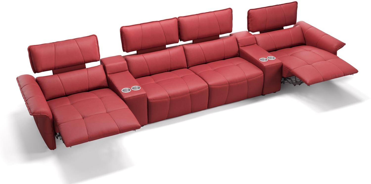 Sofanella 4-Sitzer Kinosofa ADRIA Leder Ledercouch in Rot M: 442 Breite x 101 Tiefe Bild 1