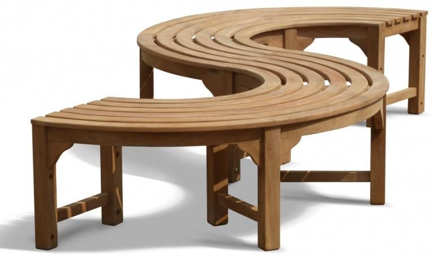 Baumbank Fermo S-Form Teak Massivholz - Außendurchmesser: 200 cm - Modell: 360° Bild 1