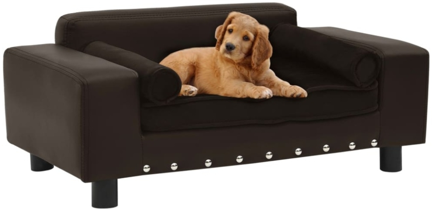 vidaXL Hundesofa Braun 81x43x31 cm Plüsch und Kunstleder 170955 Bild 1