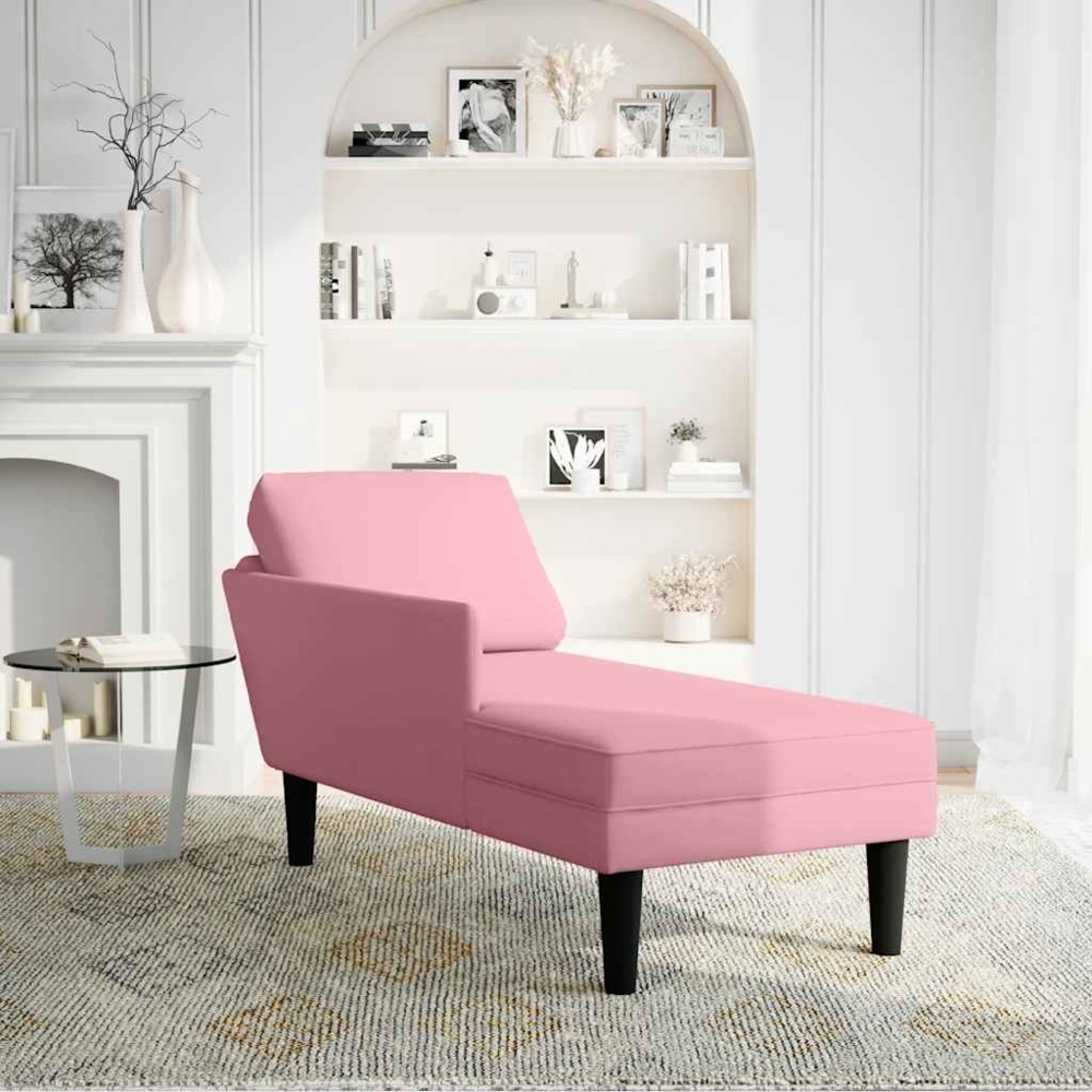 vidaXL Chaiselongue mit Kissen und Rechter Armlehne Rosa Samt 4009810 Bild 1