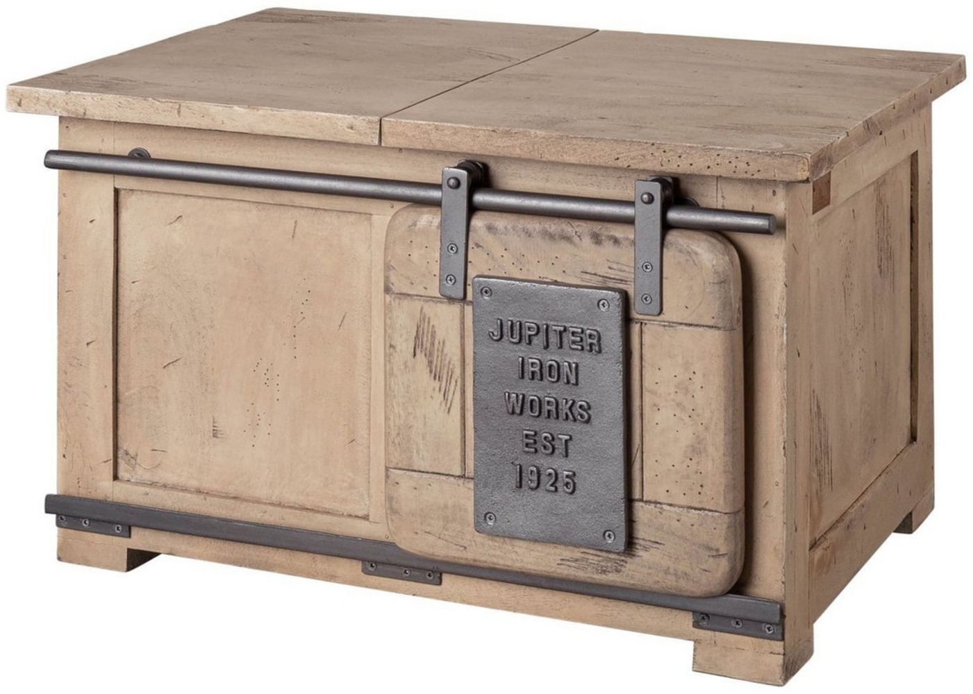 Massivmoebel24 Truhe (1 St, Truhe Mango 76 x 51 x 46 whitewash lackiert RAILWAY #334), Truhe Mango 76 x 51 x 46 whitewash lackiert RAILWAY #334 Bild 1