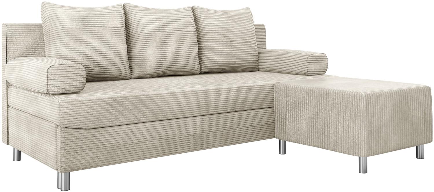 Schlafsofa Dover Cord (Sofa mit Polsterhocker, Farbe: Poso 100) Bild 1