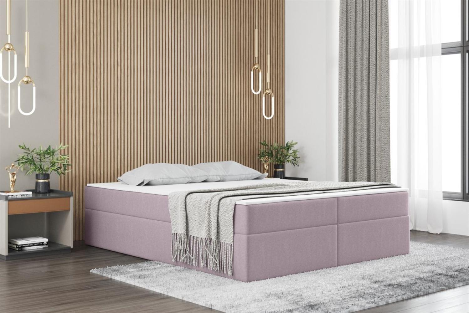 Boxspringbett Schlafzimmerbett PRIMA 180x220cm Stoff Rosa inkl. Bettkasten Bild 1