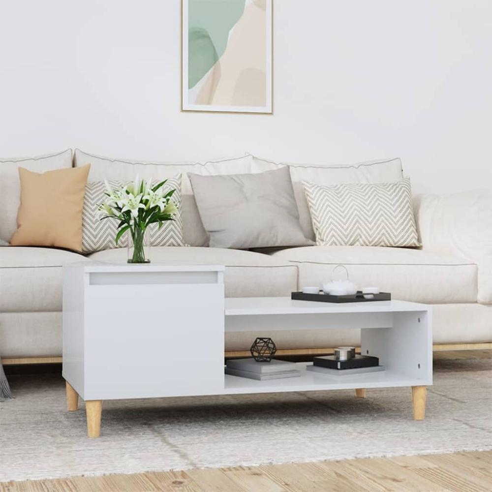 vidaXL Couchtisch Hochglanz-Weiß 100x50x45 cm Holzwerkstoff 821126 Bild 1