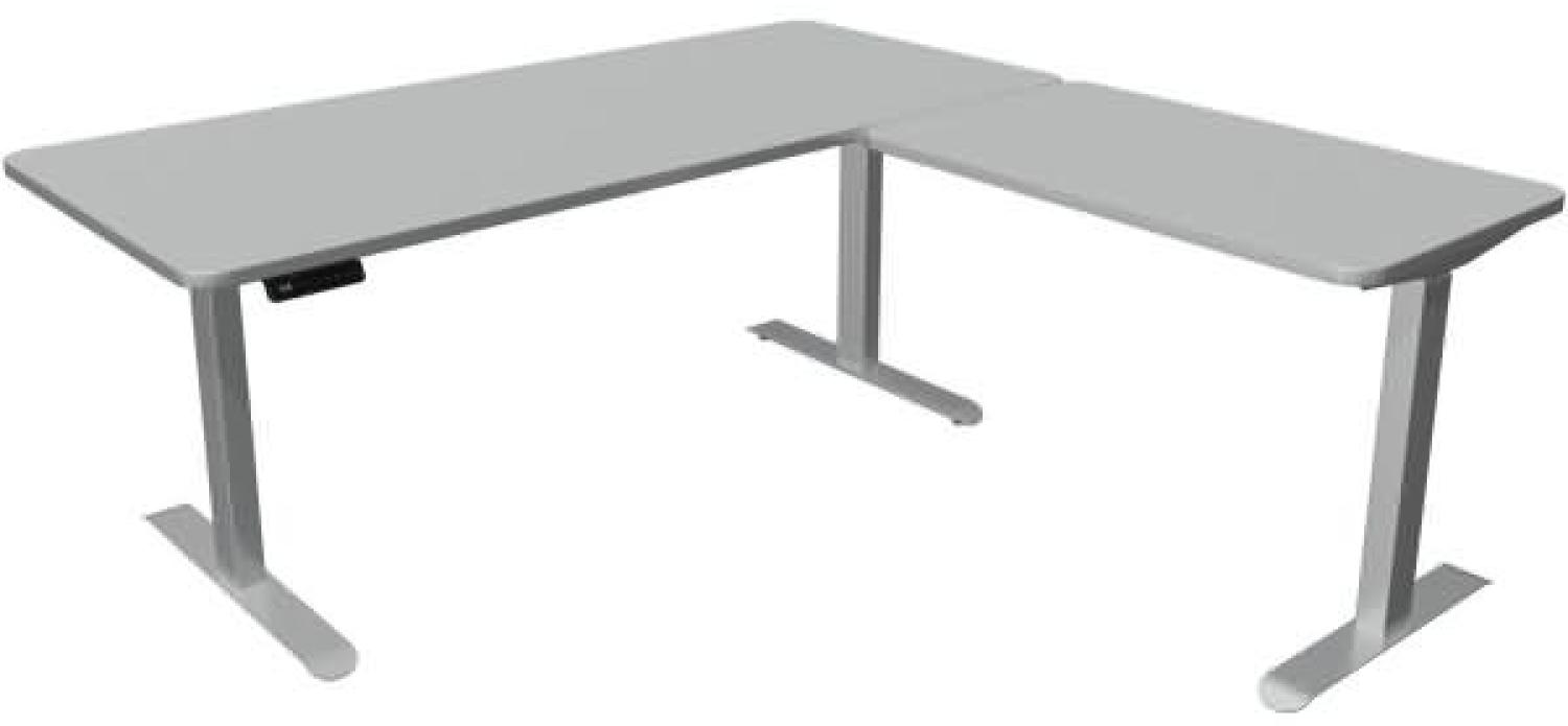 Kerkmann Schreibtisch Sitz-Stehtisch Move 3 Premium 180x80x72-121cm inkl. Anbautisch 100x60cm elektr. höhenverstellbar mit Memoryfunktion Lichtgrau Bild 1