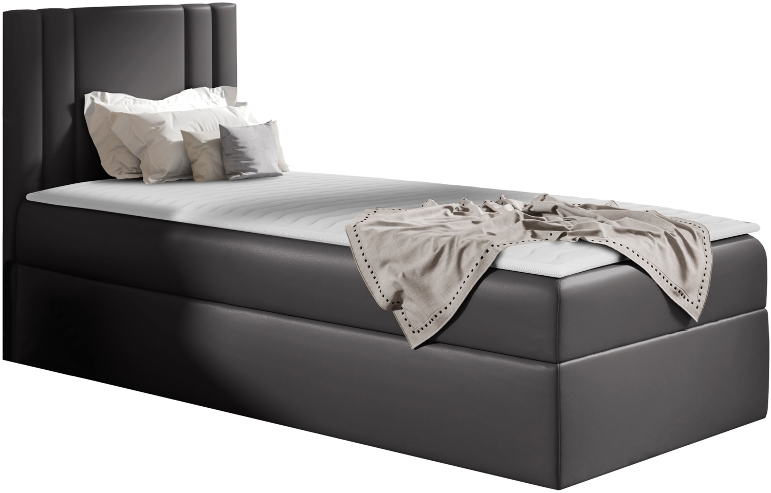 Boxspringbett 'Harlon Mini' rechts,  grau 100 x 200 cm Bild 1