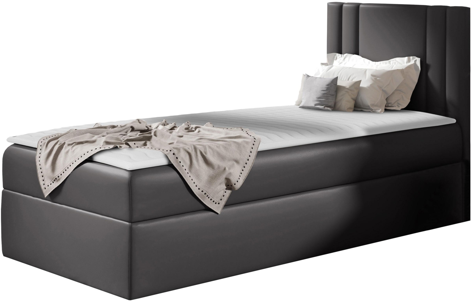 Boxspringbett 'Harlon Mini' rechts, grau 100x200 cm Bild 1