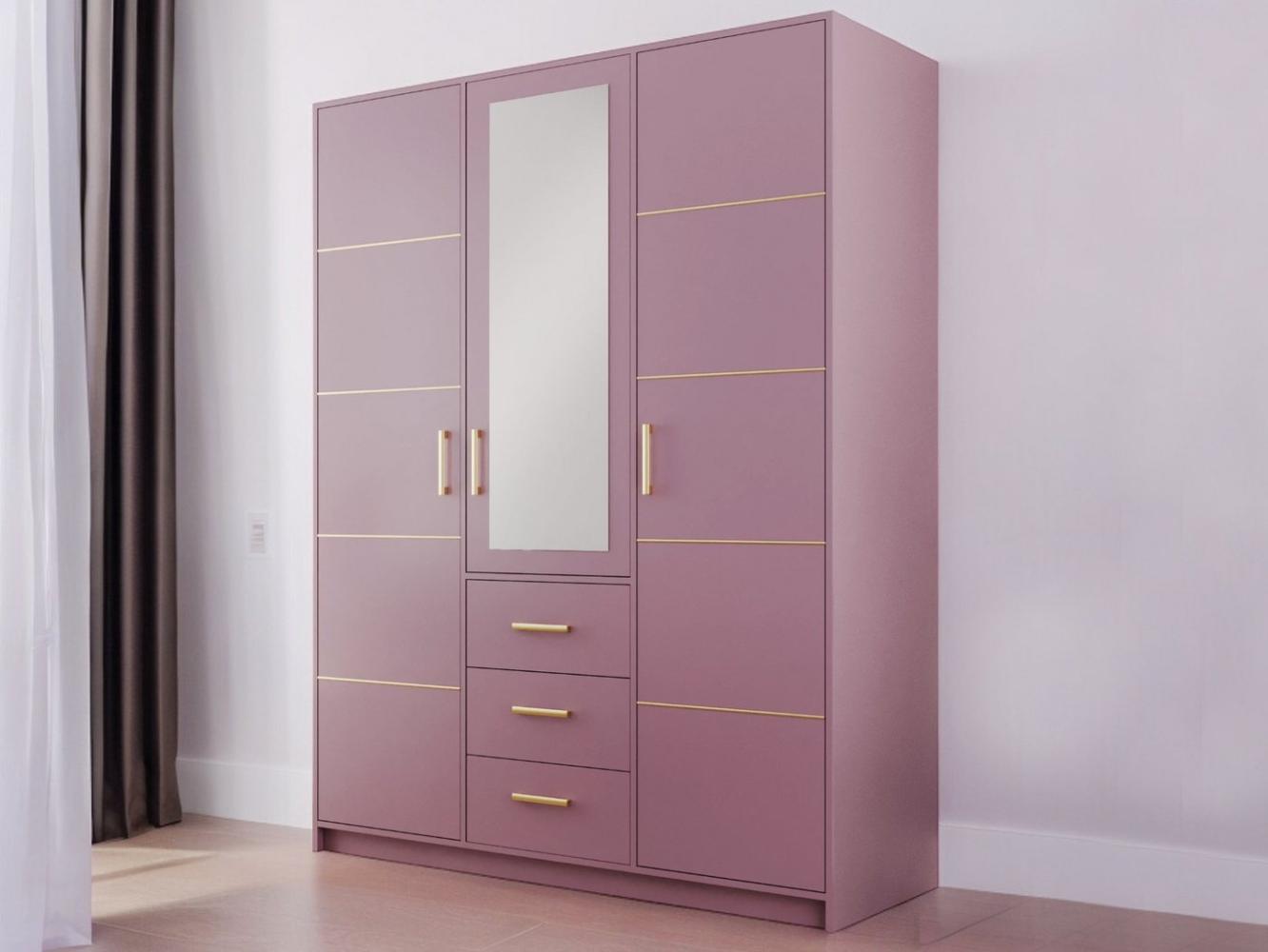 Compleo Kleiderschrank mit goldfarbenen Elementen und Kleiderstange ALEX II modische geräumige Garderobe Bild 1