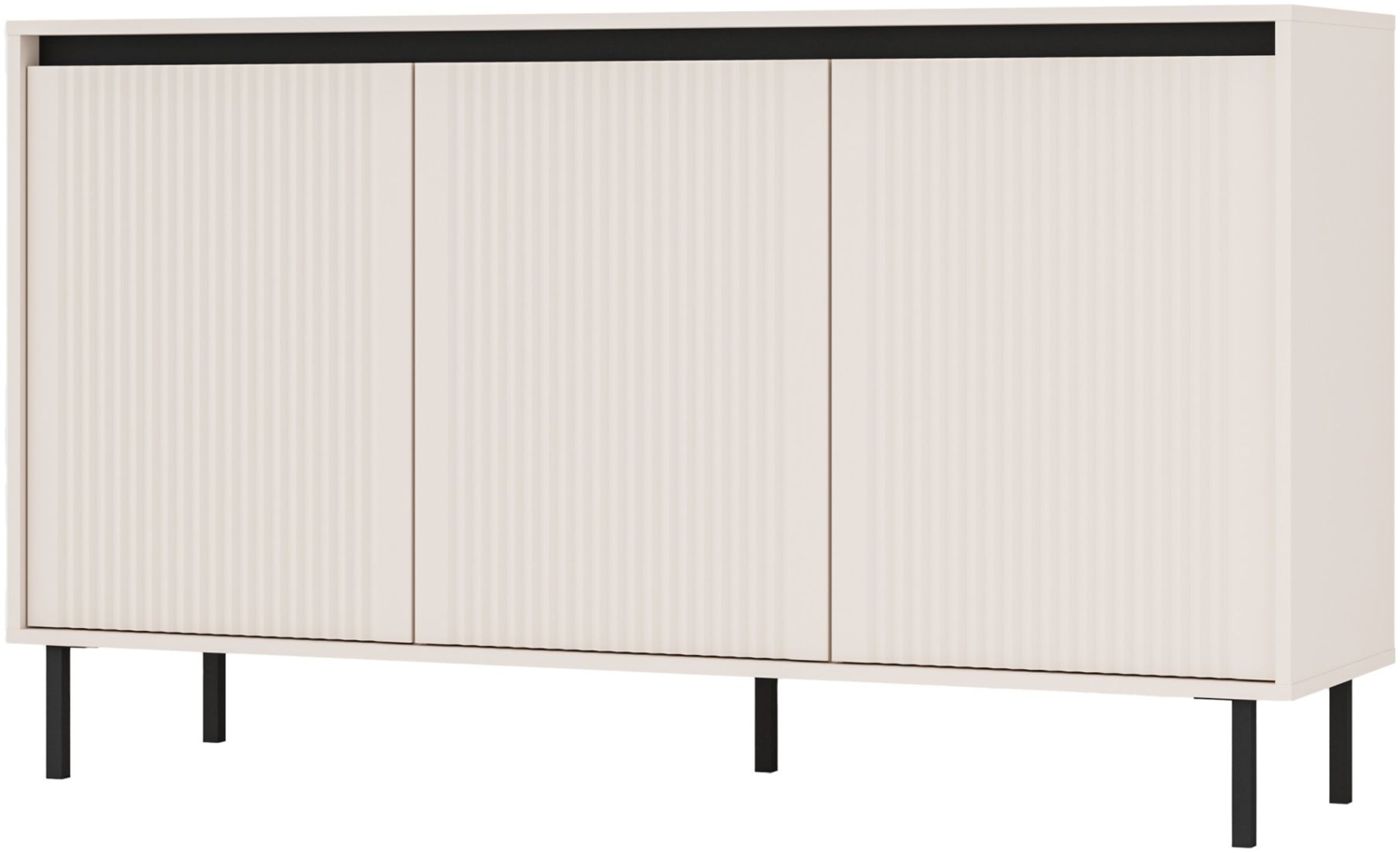 Selsey 'Osaka' Sideboard 3-türig mit geriffelten Fronten, sandbeige, ca. 85 x 149 x 40 cm Bild 1