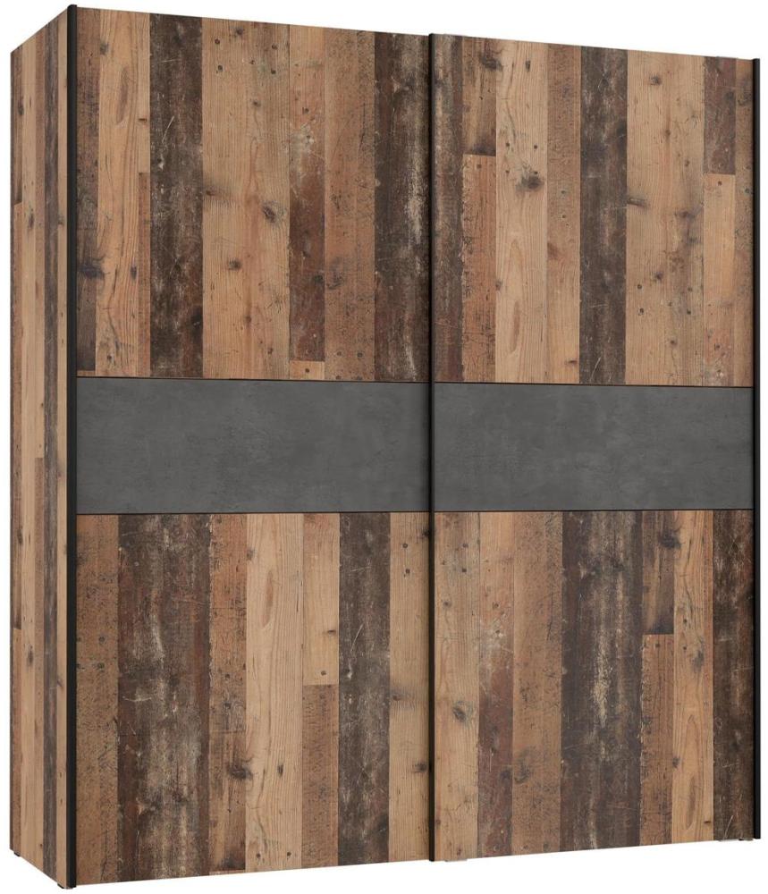 Schwebetürenschrank >Vyronas< in Old Wood Vintage - 170,3x190,5x62cm (BxHxT) Bild 1