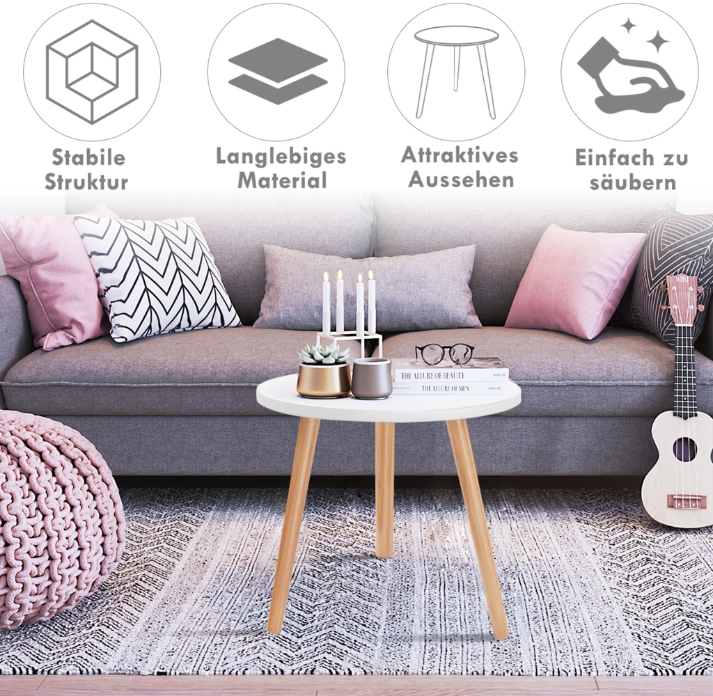 Kaffeetisch Beistelltisch Esstisch Küchentisch Nachttisch Holz Weiß Bild 1