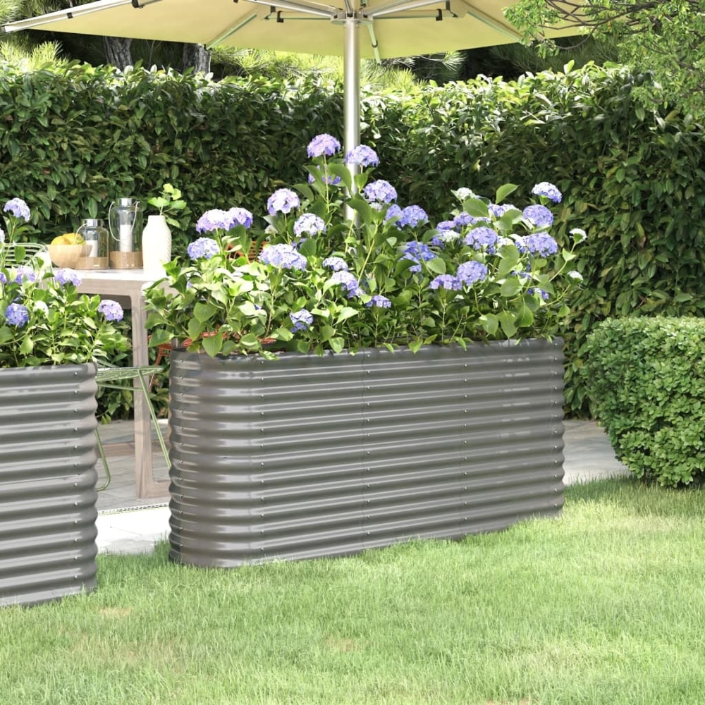 vidaXL Hochbeet Pulverbeschichteter Stahl 152x40x68 cm Grau 318894 Bild 1