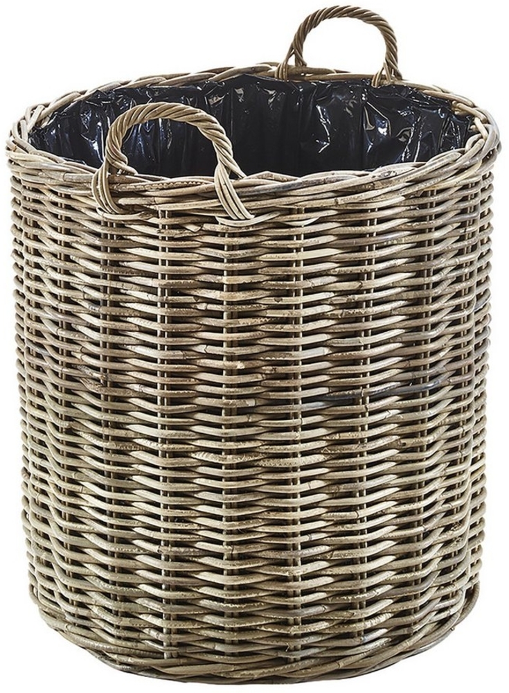 Kobolo Pflanzkübel Pflanzkorb aus grauem Rattan mit Folie groß Bild 1