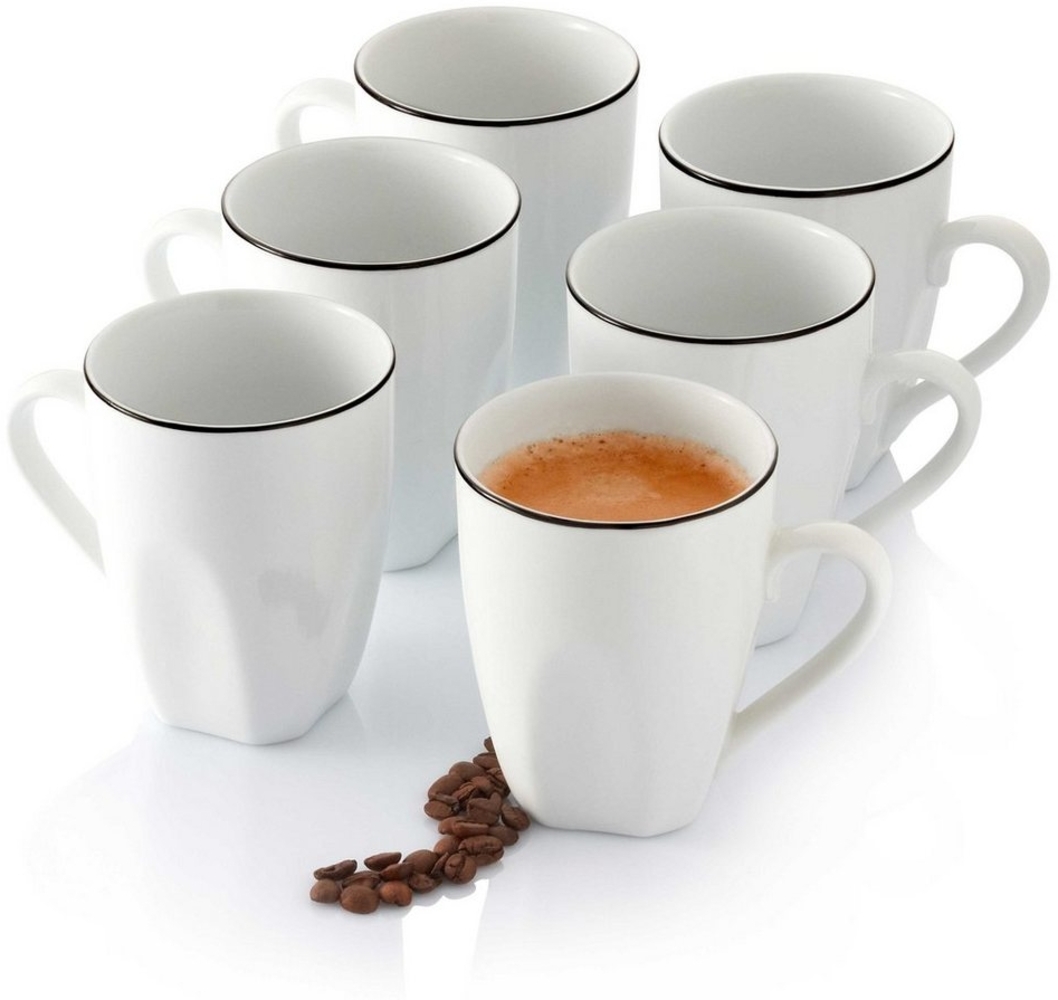 SÄNGER Porzellan Kaffeebecher Set Bilgola Black Rim 6 teilig Bild 1