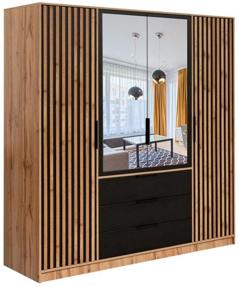 Compleo Kleiderschrank mit 3 Schubladen und 4 Türen OLS, Modern design, Schrank mit Lamellen Bild 1