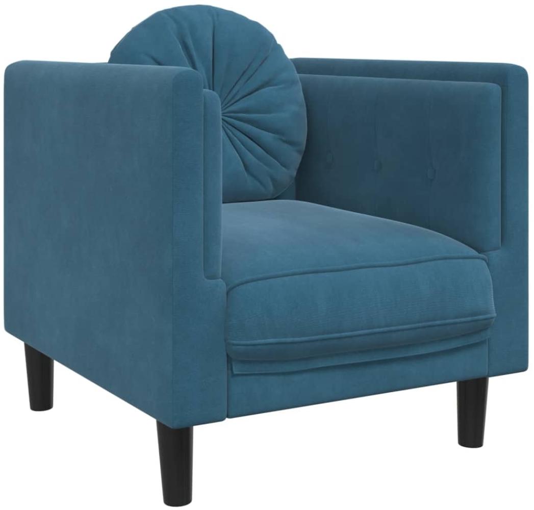 vidaXL Sessel mit Kissen Blau Samt 372630 Bild 1