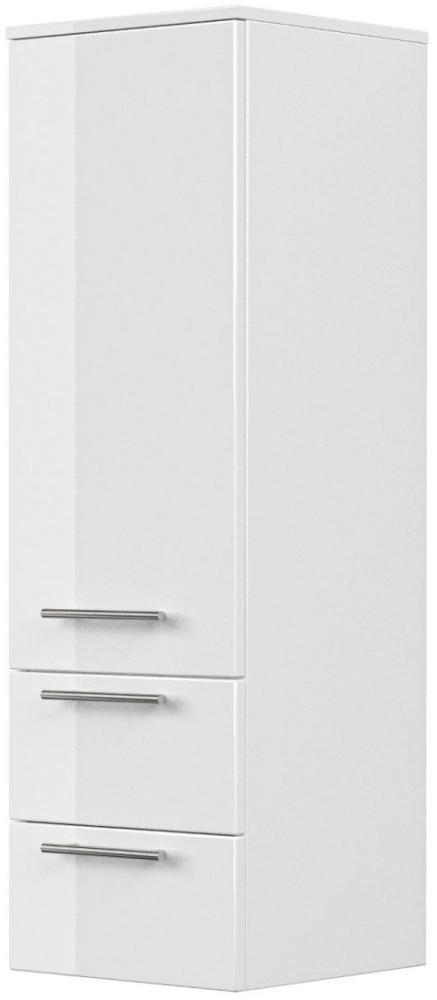 Badmöbel Hochschrank Homeline Hochglanz weiß 35 x 120 cm Bild 1