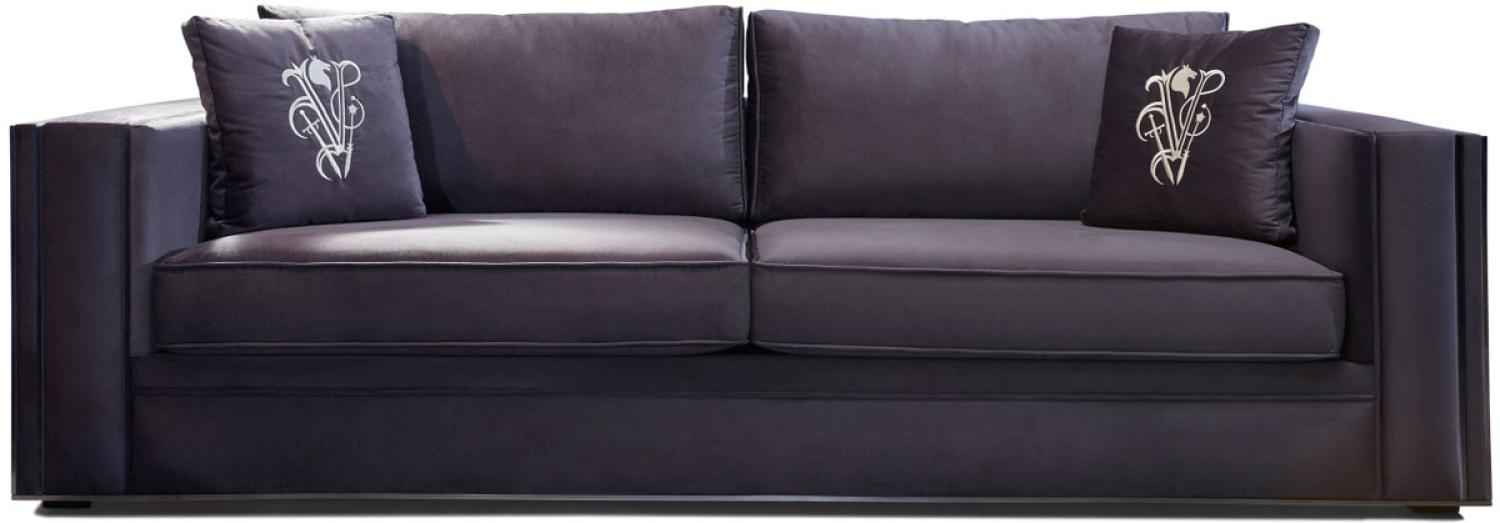 Casa Padrino Luxus Sofa Lila / Silber 240 x 95 x H. 65 cm, mit dekorativen Kissen Bild 1