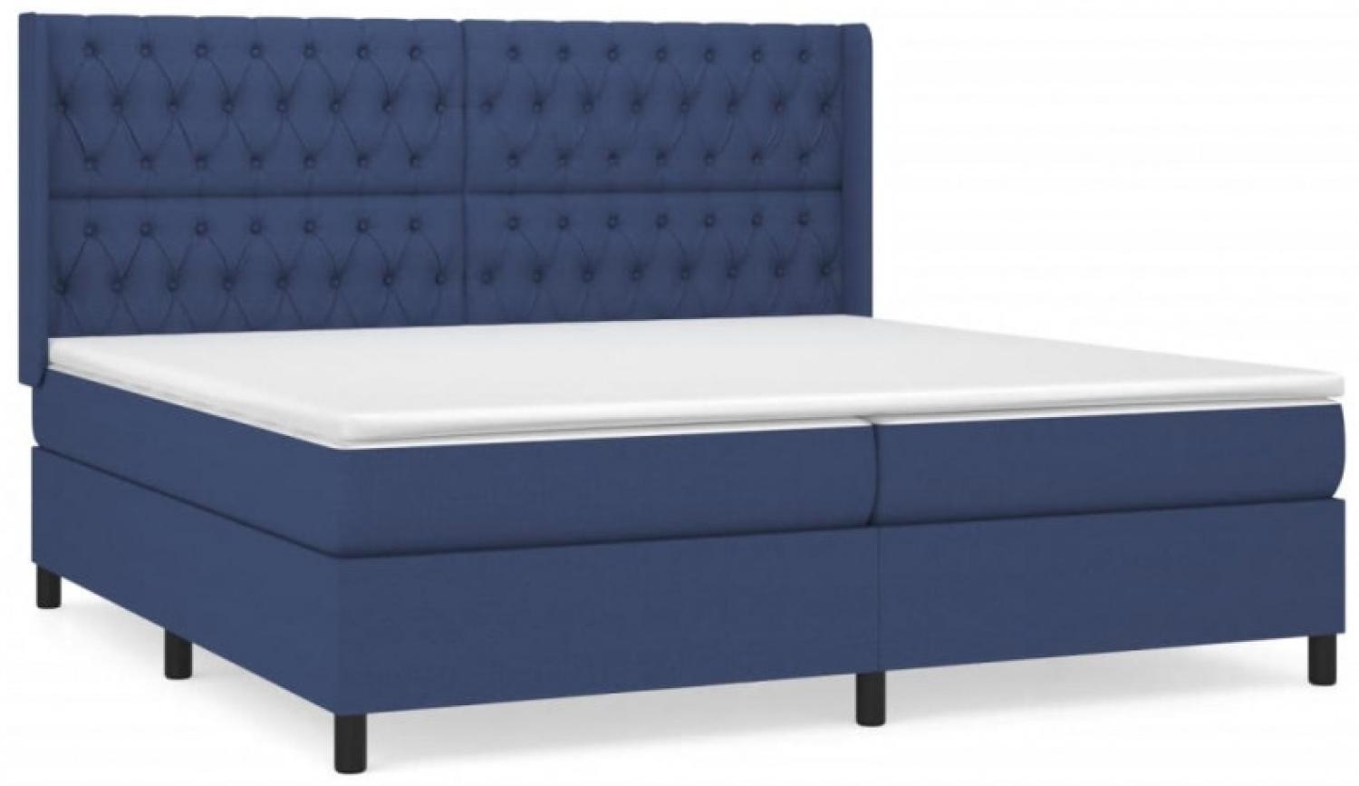 Boxspringbett mit Matratze Stoff Blau 200 x 200 cm, Härtegrad: H2 [3131703] Bild 1