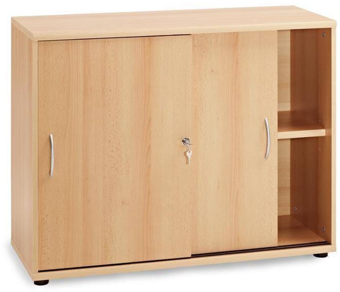 Aktenschrank TYP4000 Buche hell Nachbildung, 2OH, Schiebetüren, H=76cm, B x H x T: ca. 100 x 76 x 39,5 cm Bild 1