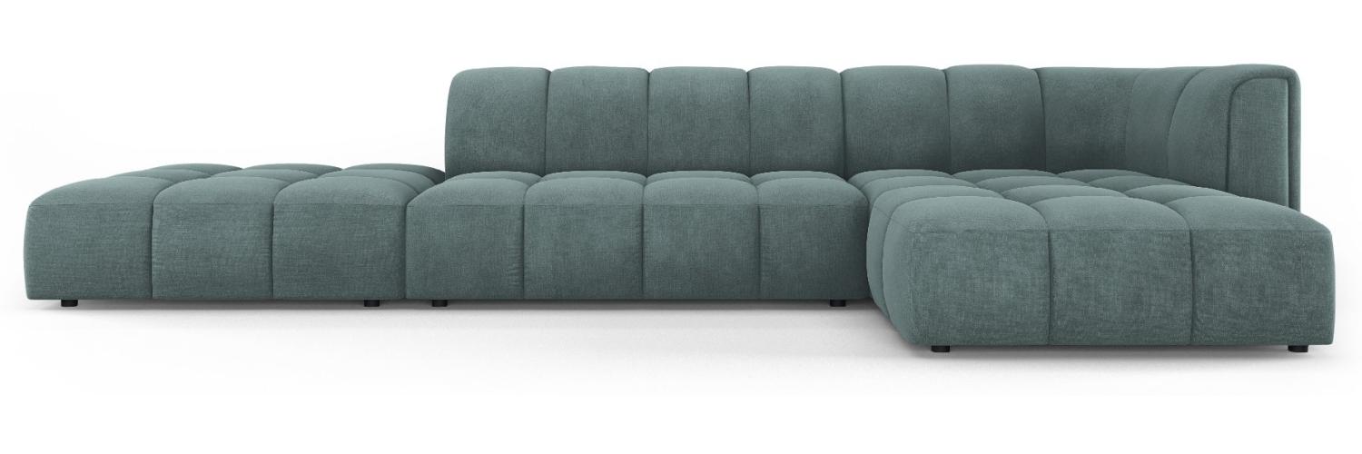 Micadoni Modulares Ecksofa Serena 5-Sitzer offene Seite, Strukturierter Stoff, Meergrün, Rechts Bild 1