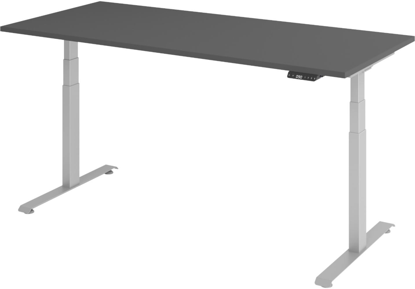 bümö höhenverstellbarer Schreibtisch 180x80 cm in graphit, Gestell silber - Höhenverstellbar Elektrisch Stehpult mit 3-fach Speicher, Computertisch, Ergonomischer Steh-Sitz Tisch, Bürotisch, LXK65-19-G-S Bild 1