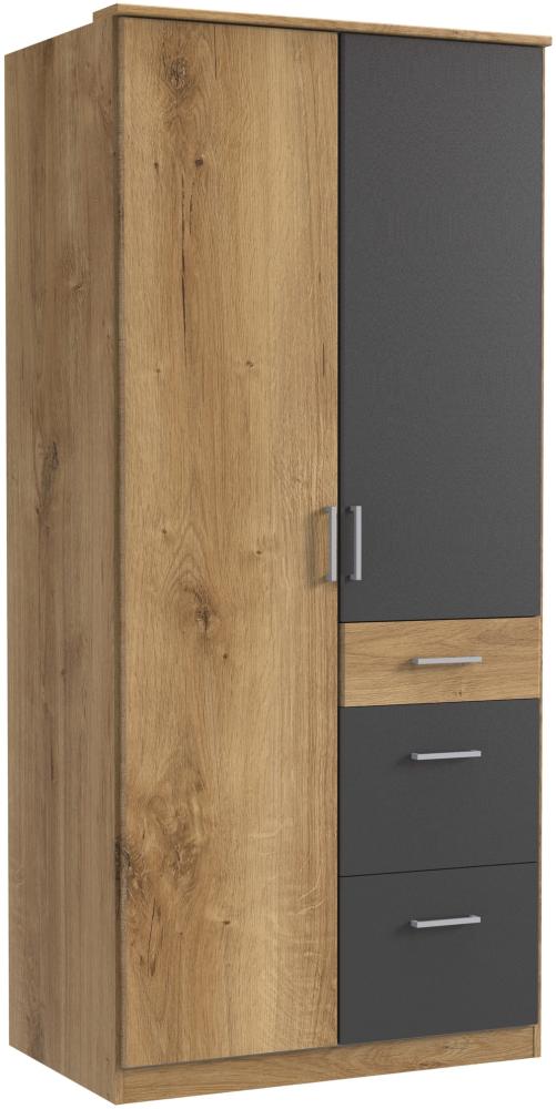 Kleiderschrank >Click< (B/H/T: 90x198x58 cm) in Plankeneiche-Nachbildung Bild 1