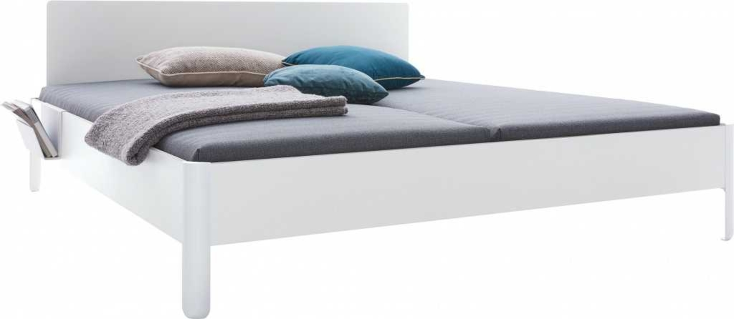 NAIT Doppelbett farbig lackiert Winterweiß 140 x 200cm Mit Kopfteil Bild 1