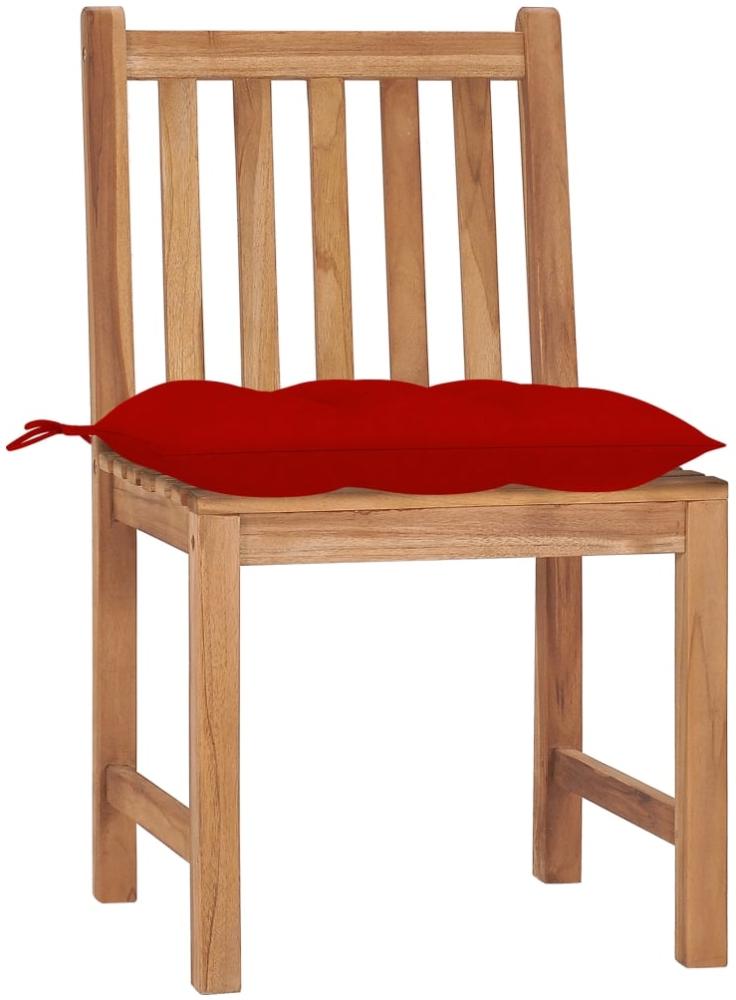 vidaXL Gartenstühle 4 Stk. mit Kissen Massivholz Teak 3073109 Bild 1