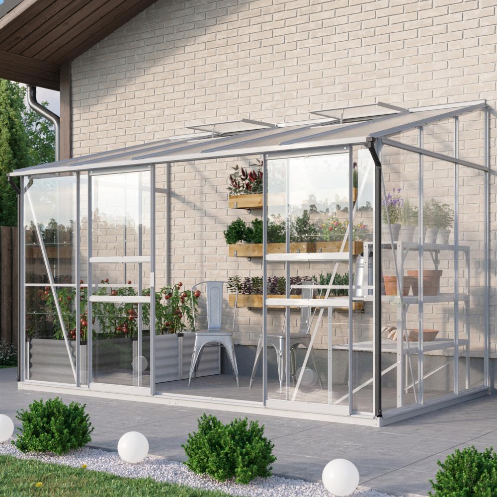 Vitavia Anlehn-Gewächshaus "Osiris 6500", aluminium eloxiert, 6,5 m²,3 mm ESG, 6 mm HKP Bild 1