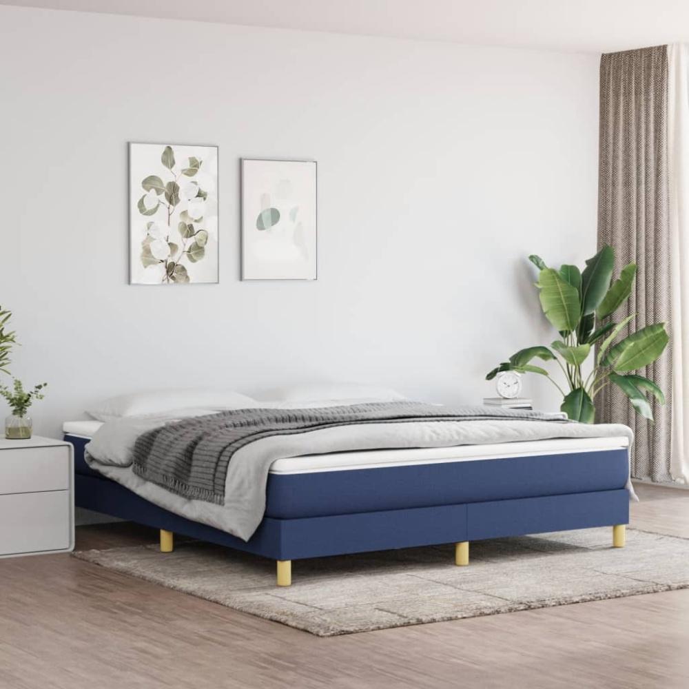 vidaXL Boxspringbett mit Matratze Blau 160x200 cm Stoff 3144189 Bild 1