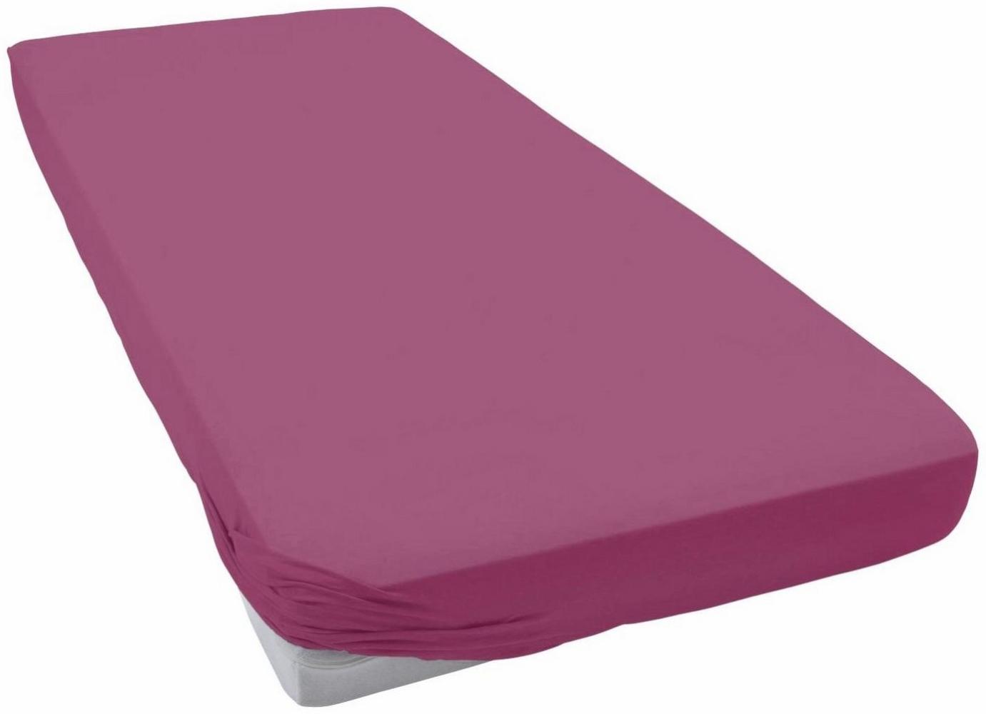 ESTELLA Spannbetttuch Zwirnjersey | Fuchsia | 150x200 cm | passend für Matratzen 140-160 cm (Breite) x 200-220 cm (Länge) | trocknerfest und bügelfrei | 97% Baumwolle 3% Elastan Bild 1