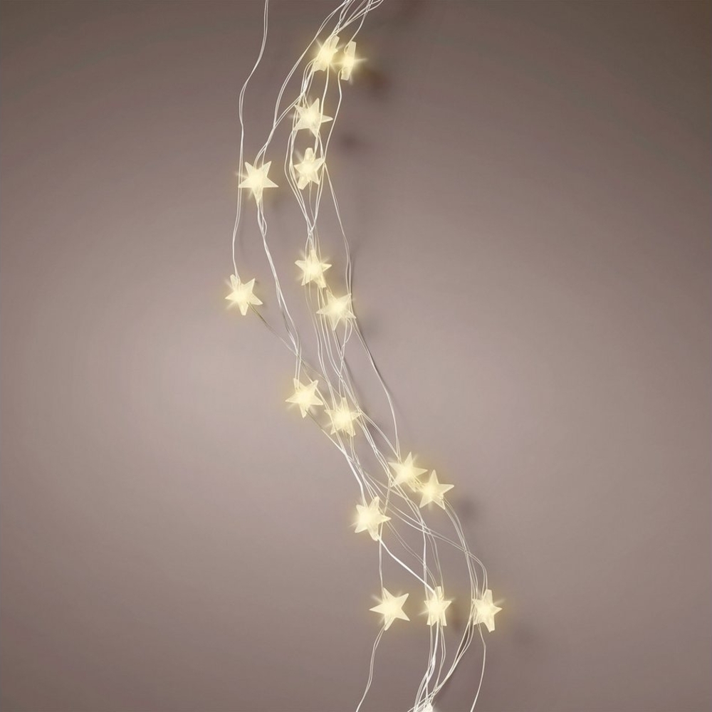 Spetebo LED-Lichterkette Draht Bündel warm weiß mit Sternen - 90 cm -, 64-flammig, mit integriertem Timer (6 Stunden AN / 18 Stunden aus) Bild 1